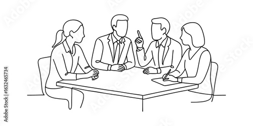 line art business meeting at table clip art preview