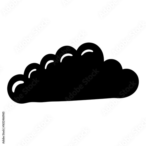 A Simple Black Silhouette of a Cumulus Cloud with Light Reflections