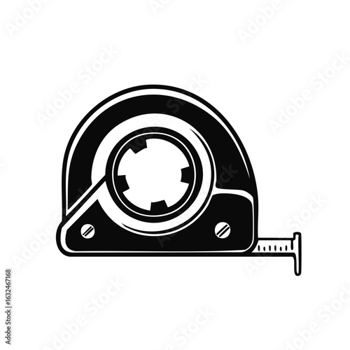 Black and white silhouette of a tape measure tool