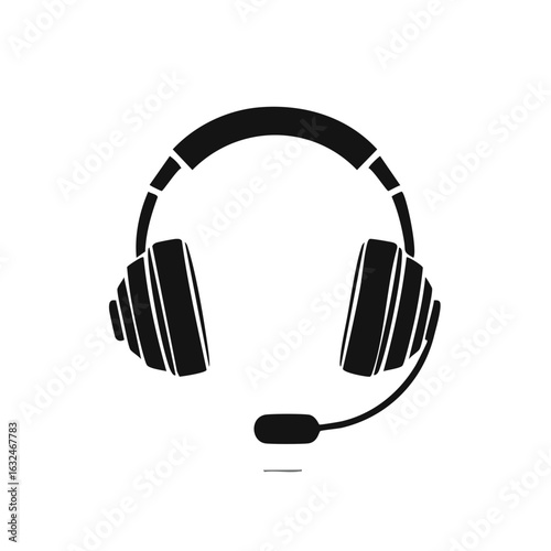 Professional headset with microphone icon symbol for communication and gaming