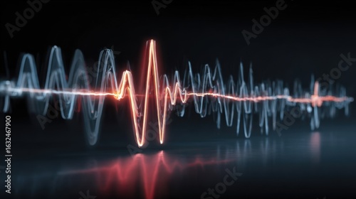 Dynamic graphic illustrating electrolyte imbalance as elevated potassium concentration disrupts cardiac conduction with heartbeat monitor shifting from normal spikes to smooth sine