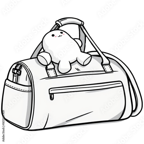 Gym bag with baby toy on top