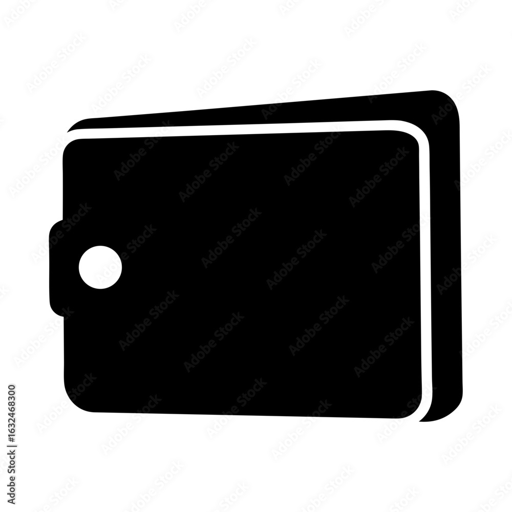 Fototapeta premium Stylized vector image of a simple black wallet with a white fastener