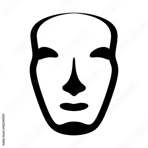 Minimalist Human Face Illustration in Black and White Outline Style