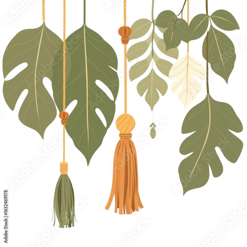 Hanging leaves and tassels