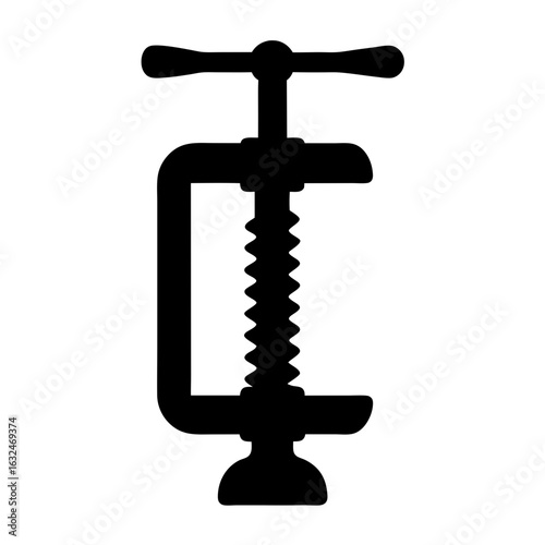 C Clamp in Silhouette on White Background for Industrial Applications