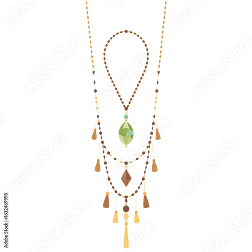 Long necklace with stone pendant