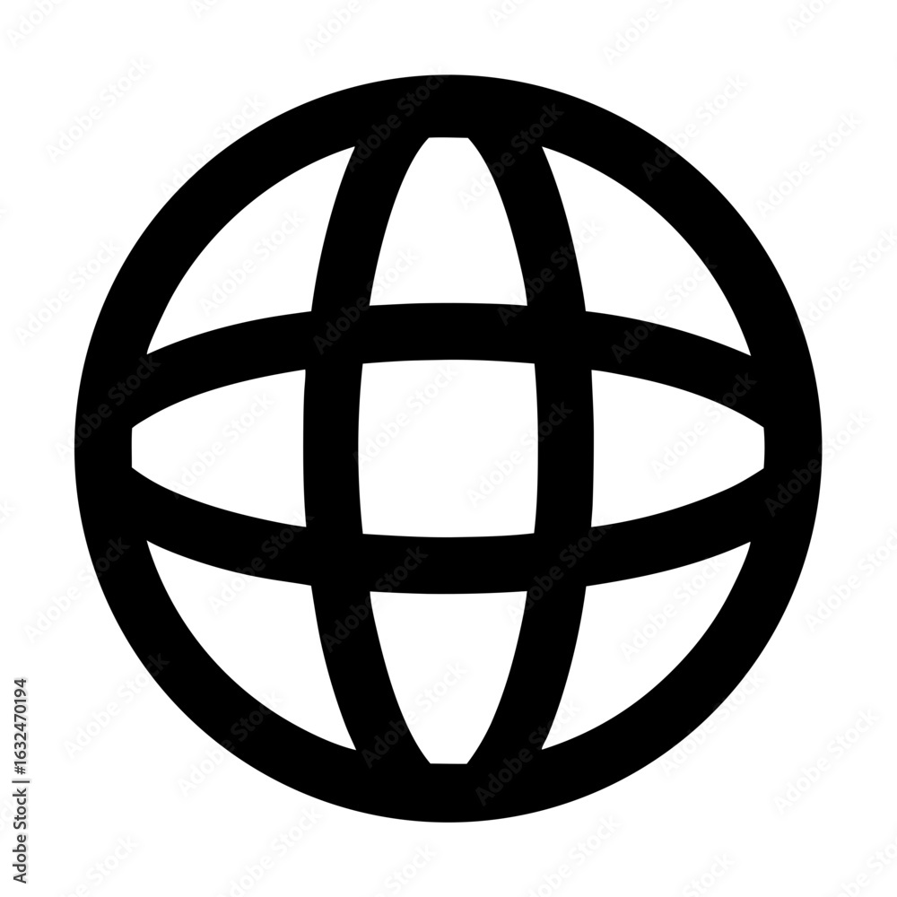 Simple black globe icon representing internet connectivity and global presence Simple black globe icon representing internet connectivity and global presence