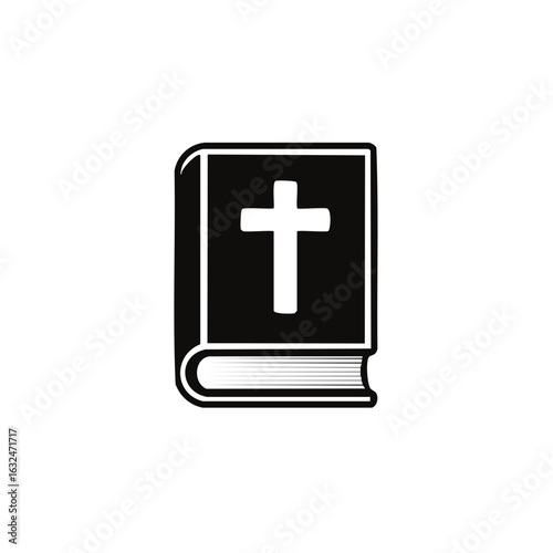 Religious Holy Bible Book with Cross Icon Symbol of Christian Faith and Spirituality