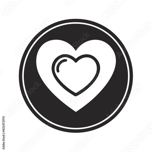 Simple heart icon vector illustration. Love and romance symbol in a round frame.