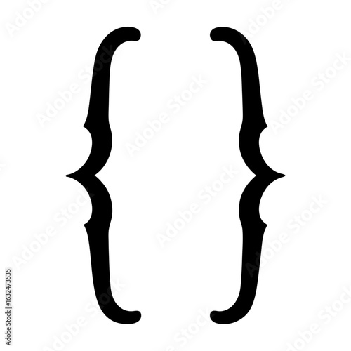 Isolated black curly brackets or braces on a white background for text
