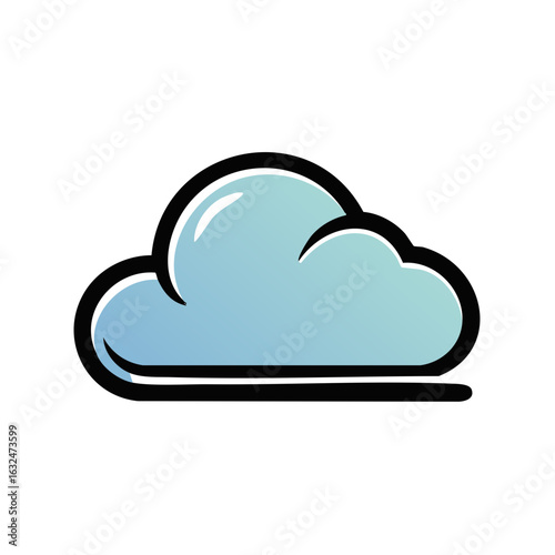 Stylized cartoon cloud illustration with light blue and black outlining design