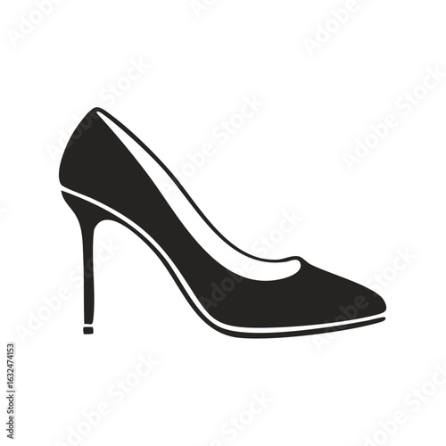 Elegant Black Stiletto Heel Shoe Isolated Fashionable Footwear Icon Style