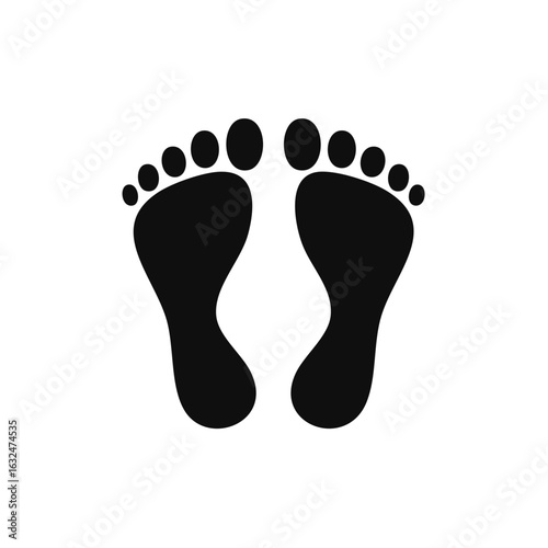 Isolated footprints silhouette flat design for web, print, and mobile applications offering a clean, symbolic graphic, human bare feet print