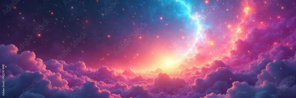 Naklejka premium Serene, ethereal energy flows through a vibrant, colorful aura, radiating peace and tranquility Perfect for concepts of mindfulness, spiritual growth, and inner peace , spiritual journey, balance
