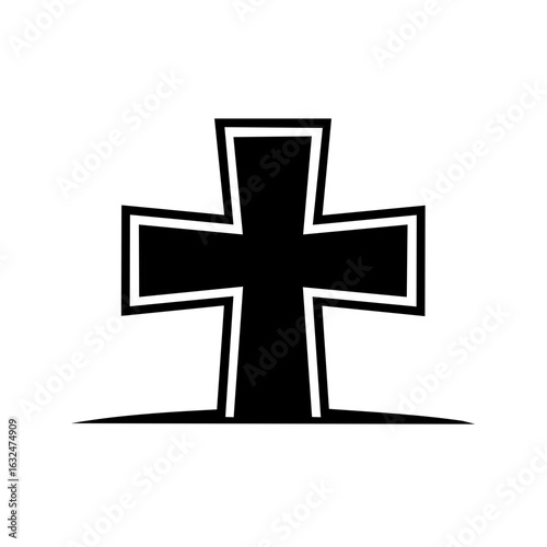 Black Iron Cross Symbol Geometric Shape Isolated on White