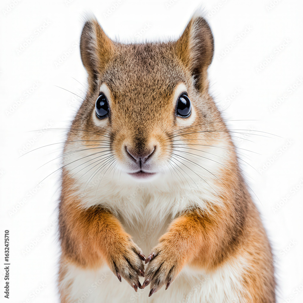 Obraz premium Squirrel's Pensive Gaze: A close-up, high-definition portrait of a curious squirrel, its expressive eyes and poised posture hinting at the wild's gentle side.