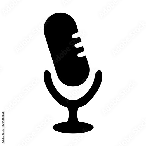 Simplified black and white microphone for podcasts and audio recordings and broadcasting