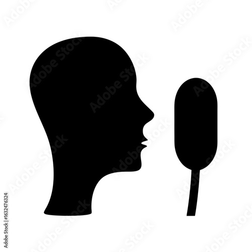Silhouette of a head speaking into a microphone for public speaking