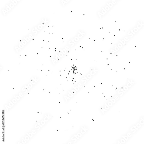 Minimalist abstract pattern of randomly scattered black dots perfect for backgrounds, science visuals, or modern design projects isolated on white background vector illustration