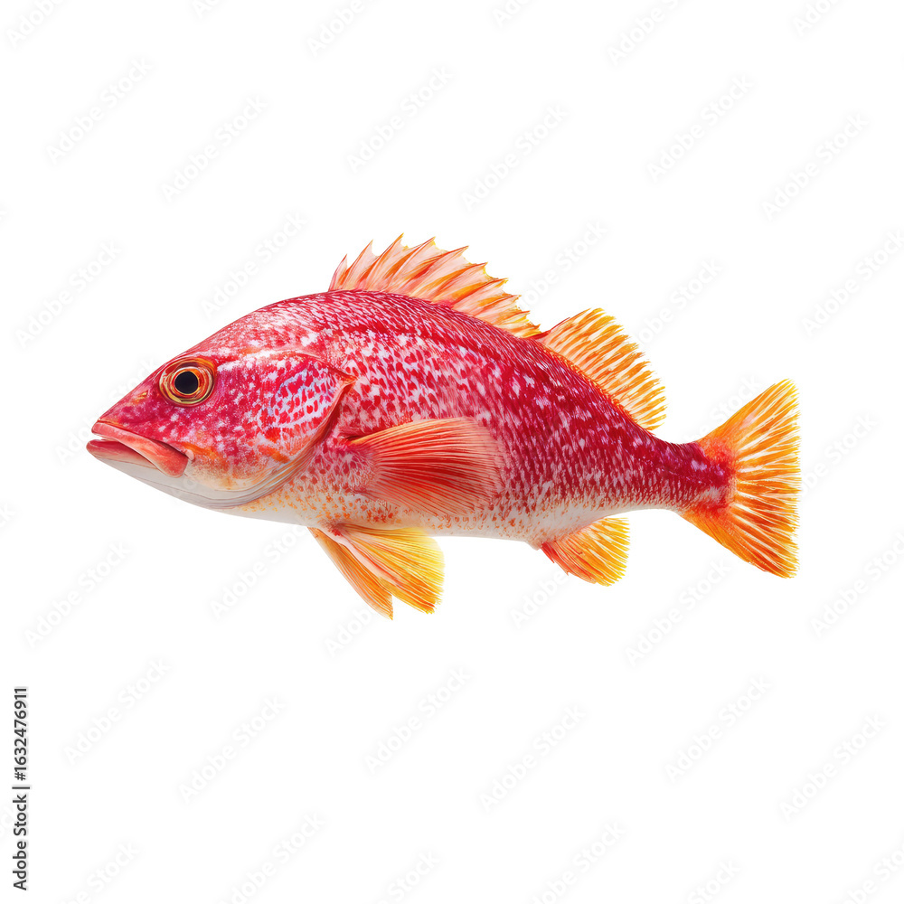 Obraz premium Vibrant Red Fish with Distinctive Patterns Swimming Gracefully Underwater in a Natural Habitat