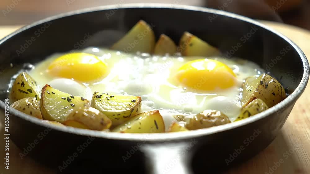 Simple Fried Eggs & Potatoes Recipe in a Pan Quick Breakfast Idea Simple Fried Eggs & Potatoes Recipe in a Pan Quick Breakfast Idea