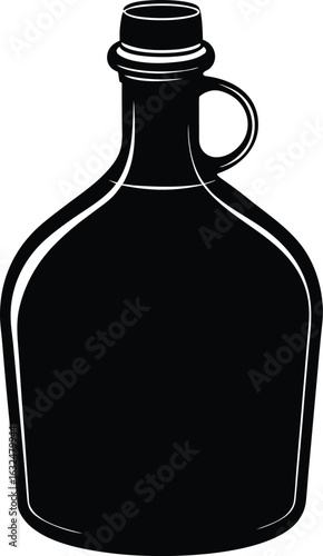 black silhouette a canteen bottle on white backgro.eps