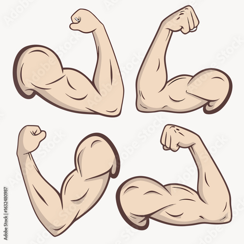 Flexed muscular arms bicep strength pose biceps body