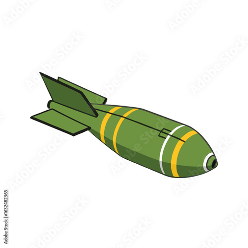 Green bomb with yellow and white stripes vector