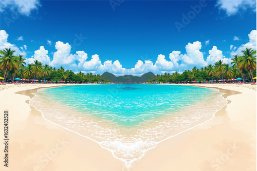 Breathtaking tropical beach paradise with turquoise water and white sand for summer vacation dreams