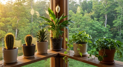따스한 햇살 가득한 창가의 화분들