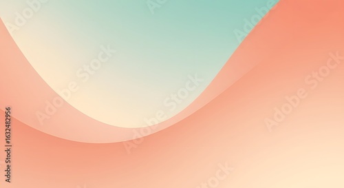 Peach and Teal Wave Gradient Abstract Background
