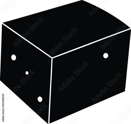 black silhouette a cheese block on white backgroun.eps