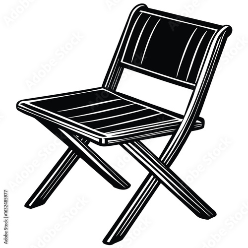 Simple and elegant black and white folding chair vector illustration on white background