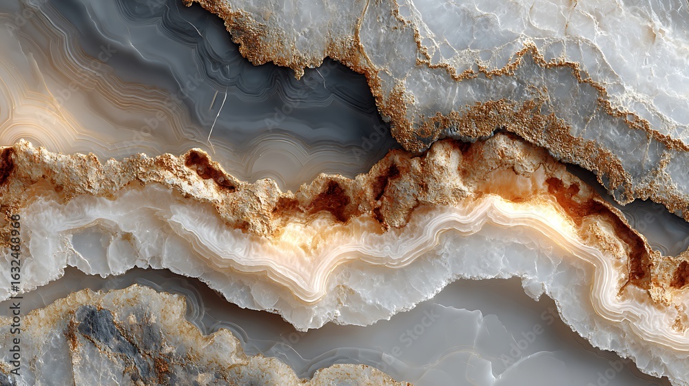 Fototapeta premium Close up view of a translucent natural stone with layered textures and earthy tones