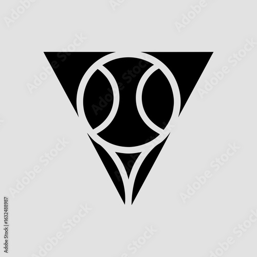 “Tennis Racket Triangle Logo – Sports, Athletic Brand, Minimal Geometric Vector Design, Editable Stroke”