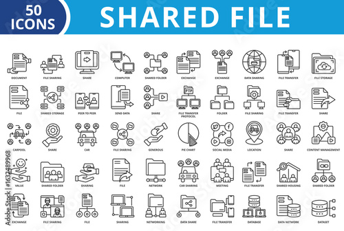 Shared file icon set collection vector illustration