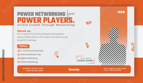 Vector art of online business conference banner template design for promotion and advertisement