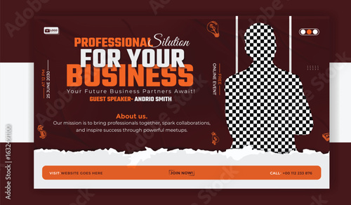 Vector art of online business conference banner template design for promotion and advertisement