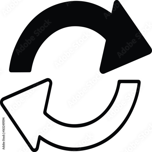 Circular Refresh Arrow Icon – Loop Rotation Symbol Vector

