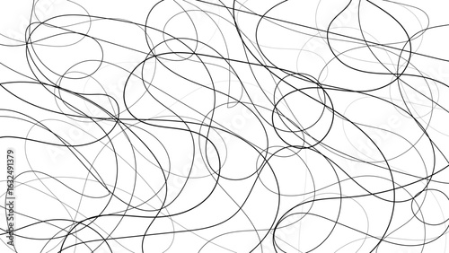 Elegant abstract pattern of chaotic golden line strokes over a transparent background. A vibrant and decorative design featuring tangled, flowing curves and geometric randomness