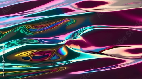 shimmering metallic surface with dense waves in purple and emerald tones for digital projects