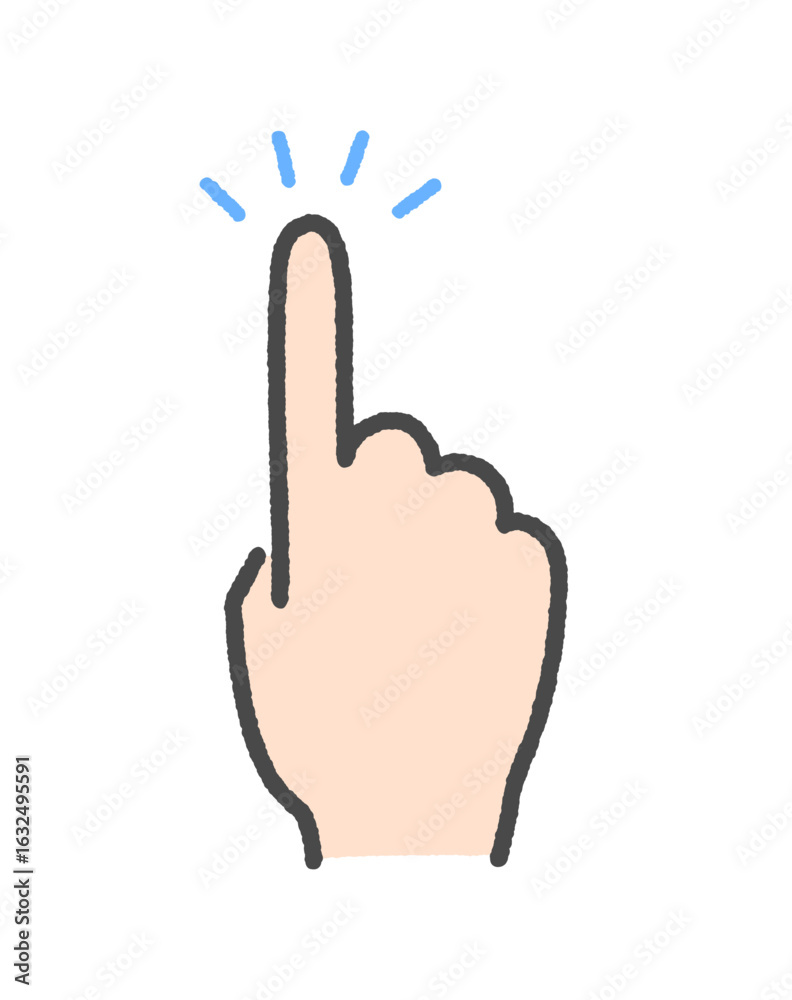 Obraz premium シンプルな手描きのキラキラ光っている人差し指 - 指さし･タッチやタップ･ポチるジェスチャーの素材
