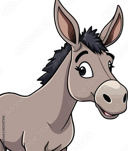 Cute cartoon a illustrator vector donkey
