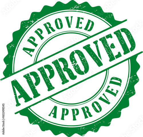 Approved stamp green ink stamp symbol sign valid seal isolated transparent vector illustration white background confirm accepted received tampon