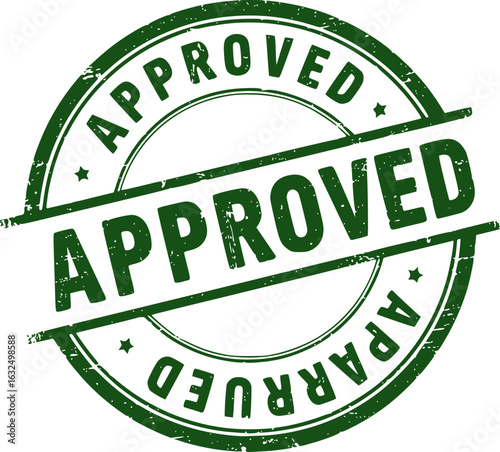 Approved stamp green ink stamp symbol sign valid seal isolated transparent vector illustration white background confirm accepted received tampon