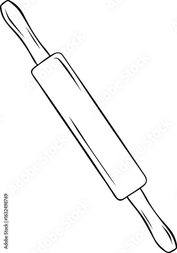 rolling pin, bakery and baking accessories, doodle and sketch style, Versatile vector baking icon for website graphics, cooking classes, and culinary blogs