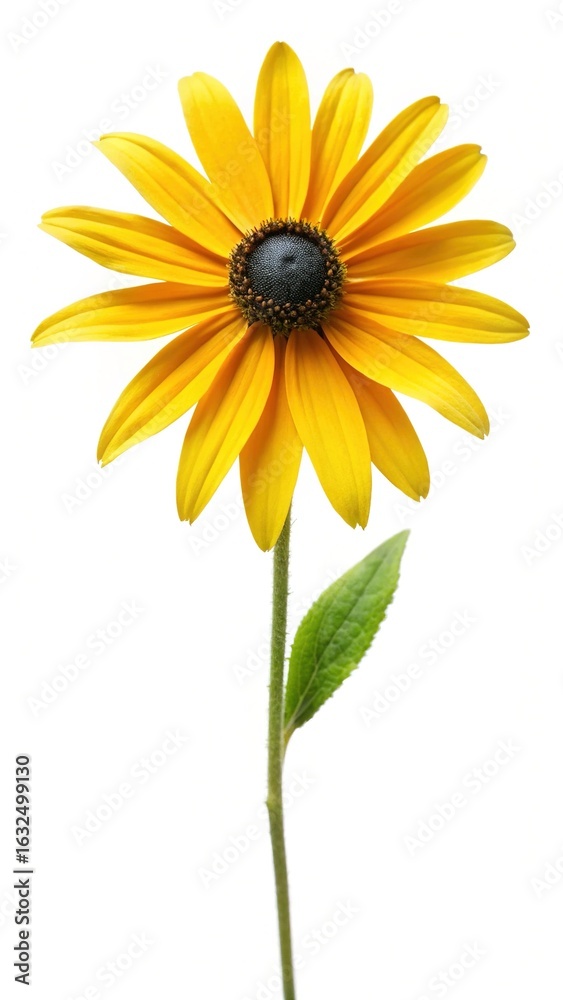 Naklejka premium Elegant Rudbeckia Hirta Flower Portrait on a Clean White Background