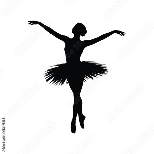 Silhouette of a graceful ballerina performing a ballet pose