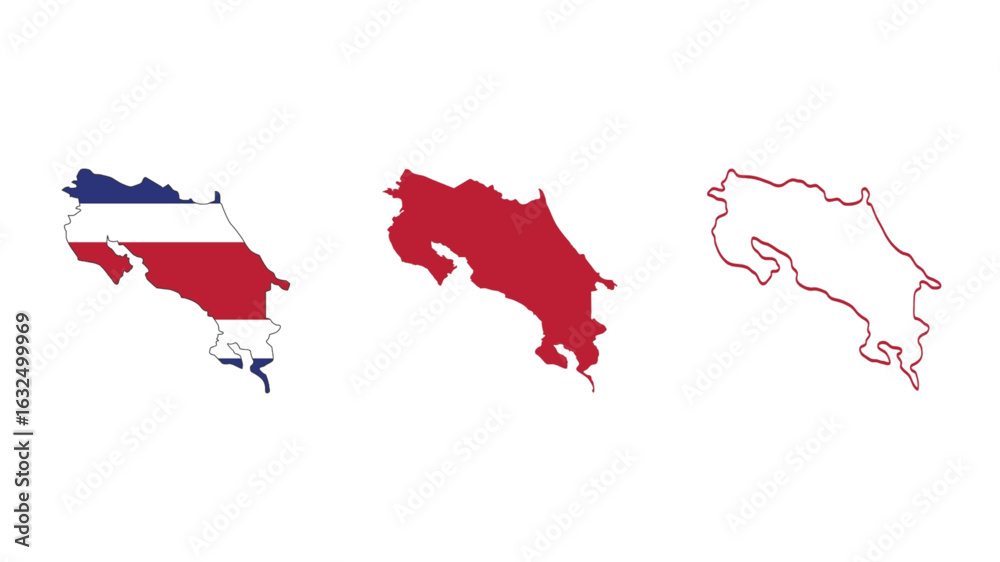 Fototapeta premium Set of Costa Rica map isolated on white background, vector illustration design